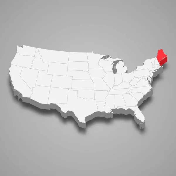 Birleşik Devletler Içinde Maine Durum Konumu Izometrik Harita — Stok Vektör