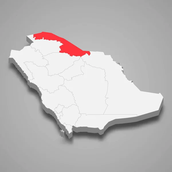 サウジアラビア内の北方国境地域 3Dアイソメトリックマップ — ストックベクタ