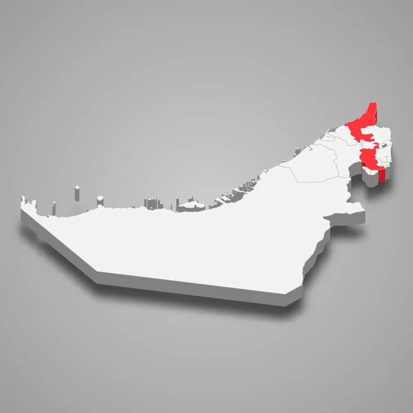 ラアス ハイマはアラブ首長国連邦内の位置を記念しています3Dアイソメトリックマップ — ストックベクタ