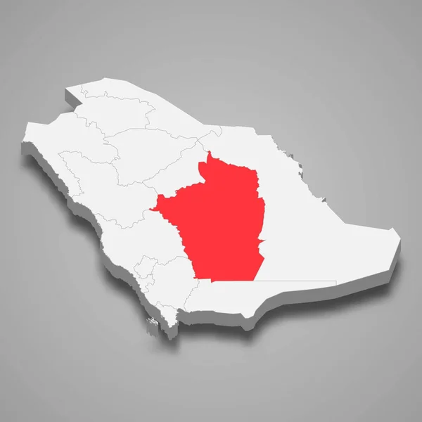 Posizione Regione Riyadh All Interno Della Mappa Isometrica Dell Arabia — Vettoriale Stock
