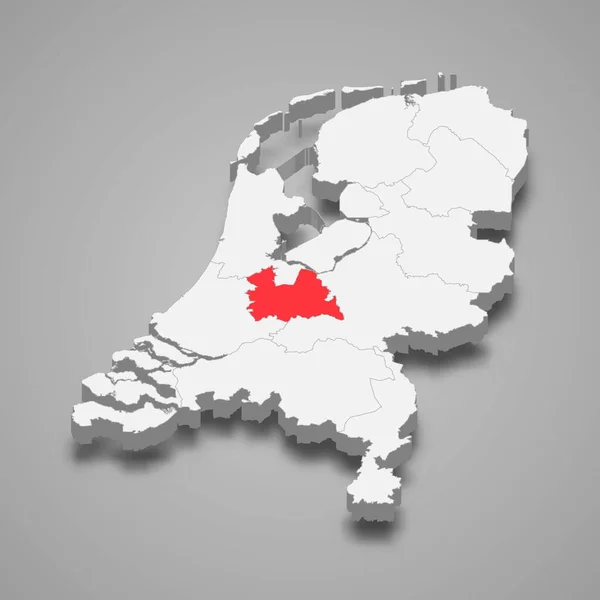 Utrecht Localização Província Dentro Holanda Mapa Isométrico —  Vetores de Stock