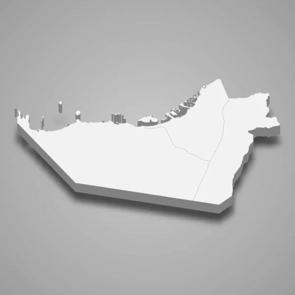 アブダビの3Dアイソメトリックマップは アラブ首長国連邦の首長国です ベクトル図 — ストックベクタ
