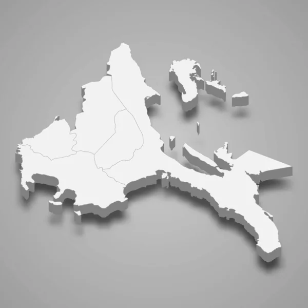 Izometrická Mapa Calabarzonu Oblast Filipín Vektorová Ilustrace — Stockový vektor