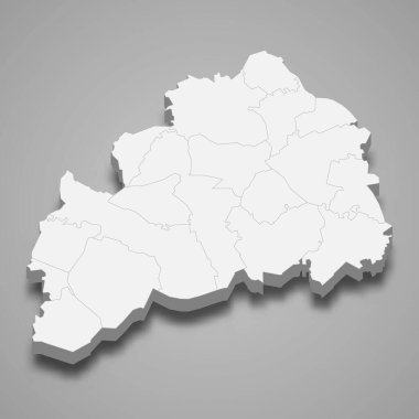 Merkez Ostrobothnia 'nın 3d izometrik haritası, Finlandiya' nın bir bölgesidir.