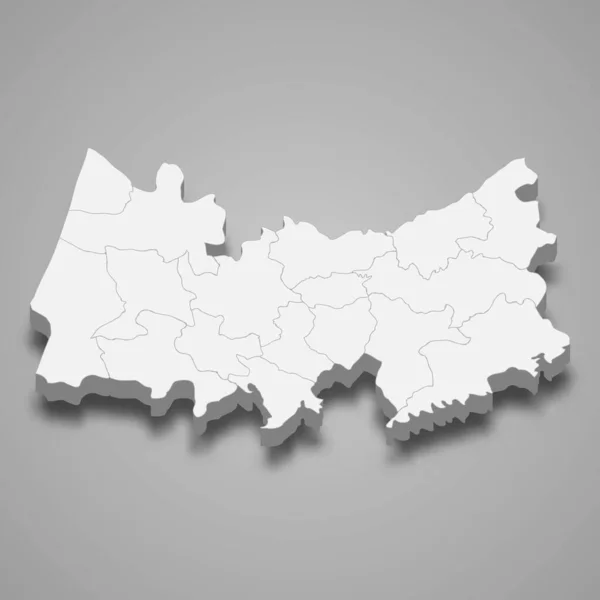 Izometrická Mapa Coimbry Okres Portugalska Vektorová Ilustrace — Stockový vektor