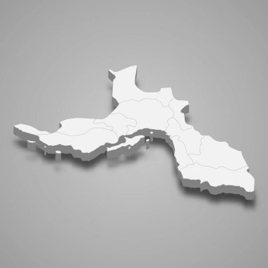 3d izometrik Hormozgan, İran 'ın bir eyaletidir.
