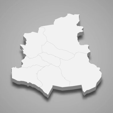 Kainuu 3d izometrik haritası, Finlandiya 'nın bir bölgesidir.