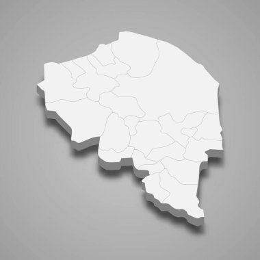 Kerman 'ın 3d izometrik haritası, İran' ın bir eyaletidir.