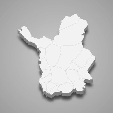 Laponya 'nın 3d izometrik haritası, Finlandiya' nın bir bölgesidir.