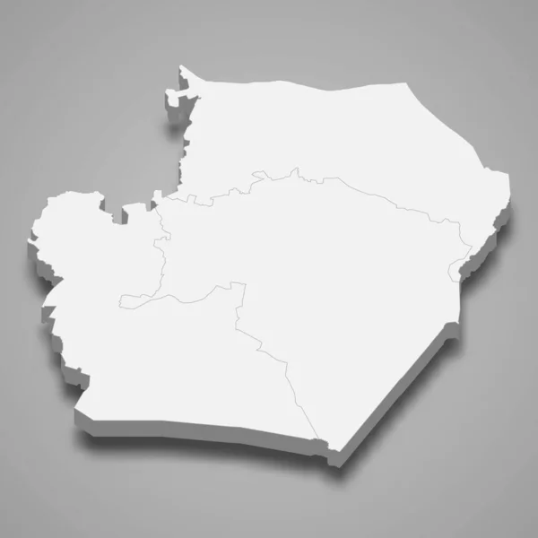 Mappa Isometrica Raqqa Una Provincia Della Siria Illustrazione Vettoriale — Vettoriale Stock