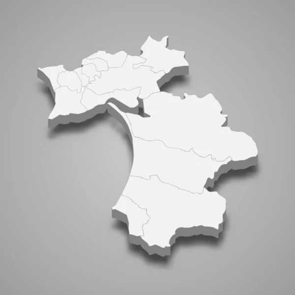 Mapa Isométrico Setubal Distrito Portugal Ilustración Vectorial — Vector de stock