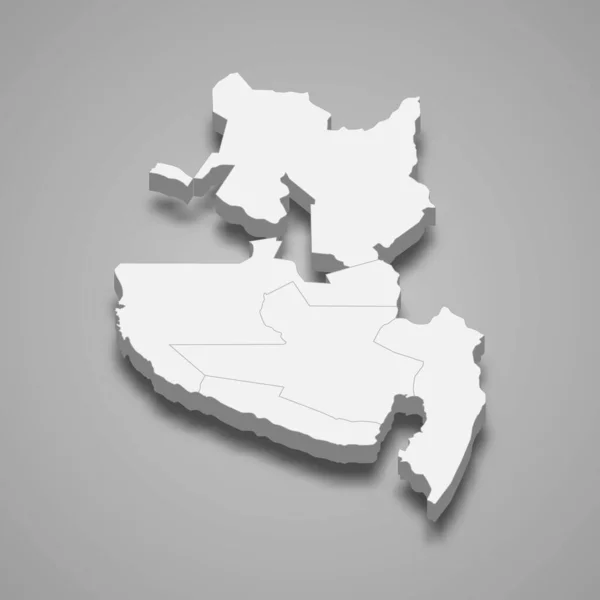 Mapa Isométrico Soccsksargen Una Región Filipinas Vector Ilustración — Vector de stock