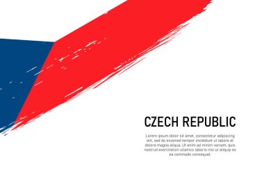 Grunge stili fırça darbesi, Çek Cumhuriyeti bayrağı. Pankart ya da poster şablonu.
