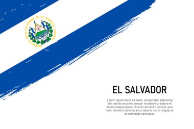 Grunge, El Salvador bayrağıyla fırça darbesi almış. Pankart ya da poster şablonu.