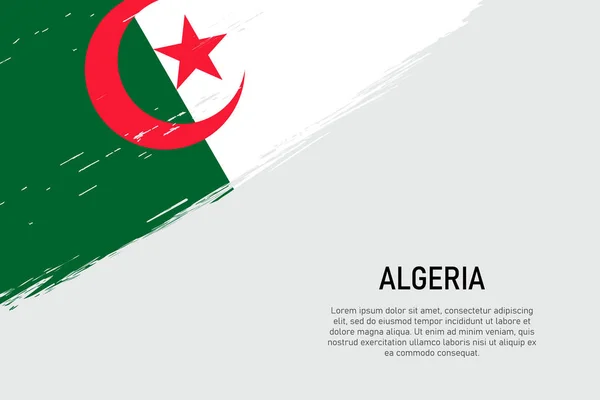 Grunge Stil Pinselstrich Hintergrund Mit Flagge Von Algerien Vorlage Für — Stockvektor