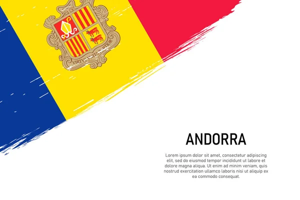 Grunge Styled Brush Stroke Background Flag Andorra Template Banner Poster — Stock Vector