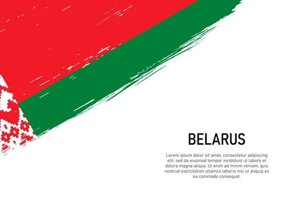 Grunge Style Coup Pinceau Fond Avec Drapeau Biélorussie Modèle Bannière — Image vectorielle