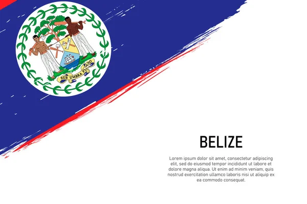 Grunge Styled Brush Stroke Background Flag Belize Template Banner Poster — Stock Vector