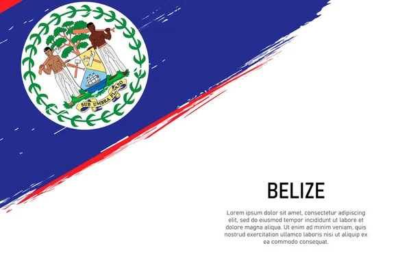 Grunge Estilo Cepillo Trazo Fondo Con Bandera Belice Plantilla Para — Vector de stock