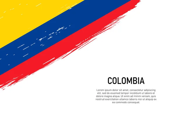 コロンビアの国旗が付いたグランジスタイルのブラシストロークの背景 バナーやポスターのテンプレート — ストックベクタ
