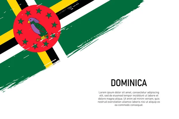 Sfondo Pennellata Stile Grunge Con Bandiera Dominica Modello Banner Poster — Vettoriale Stock