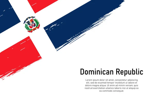 Grunge Estilo Cepillo Carrera Fondo Con Bandera República Dominicana Plantilla — Archivo Imágenes Vectoriales