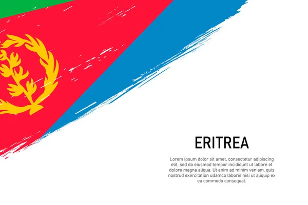 Grunge Stijl Borstel Beroerte Achtergrond Met Vlag Van Eritrea Model — Stockvector