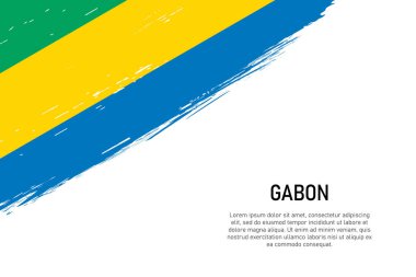 Grunge stili fırça darbesi ve Gabon bayrağı. Pankart ya da poster şablonu.