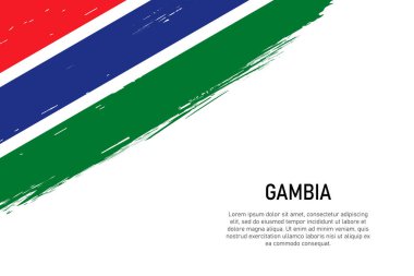Gambiya bayrağıyla Grunge stili fırça darbesi. Pankart ya da poster şablonu.