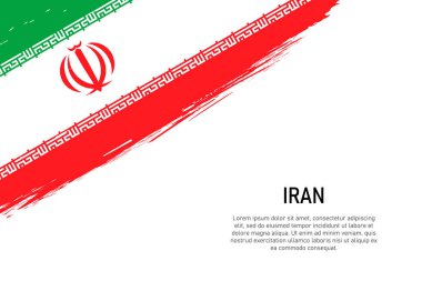 Grunge, İran bayrağıyla fırça darbesi almış. Pankart ya da poster şablonu.