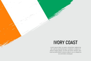 Fildişi Sahili bayrağıyla Grunge stili fırça darbesi. Pankart ya da poster şablonu.