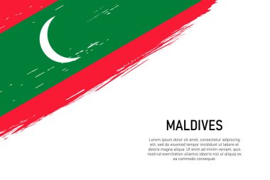 Grunge stili fırça darbesi arka planında Maldivler bayrağı var. Pankart ya da poster şablonu.