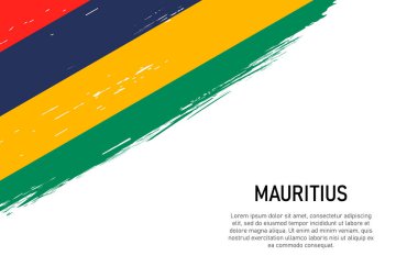 Grunge stili fırça darbesi arka planında Mauritius bayrağı. Pankart ya da poster şablonu.