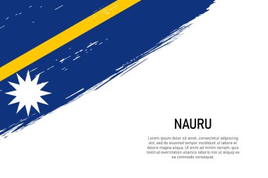Grunge stili fırça darbesi arka planında Nauru bayrağı var. Pankart ya da poster şablonu.