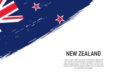 Grunge, Yeni Zelanda bayrağıyla fırça darbesi almış. Pankart ya da poster şablonu.