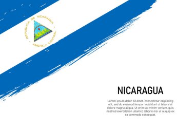 Grunge stili fırça darbesi ve Nikaragua bayrağı. Pankart ya da poster şablonu.