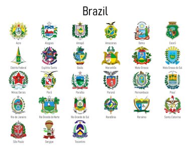 Coat of arms of the states of Brazil, All Brazilian regions emblem collection clipart