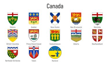 Картина, постер, плакат, фотообои "герб провинций канады, коллекции эмблем всех регионов канады", артикул 442334844