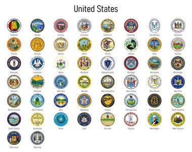 Birleşik Devletler arması, tüm ABD bölgeleri amblem koleksiyonu