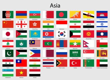 Asya ülkeleri, tüm Asya bayrak koleksiyonu