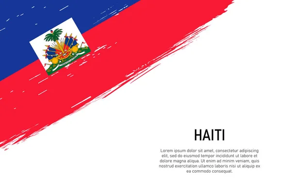 Sfondo Pennellata Stile Grunge Con Bandiera Haiti Modello Banner Poster — Vettoriale Stock