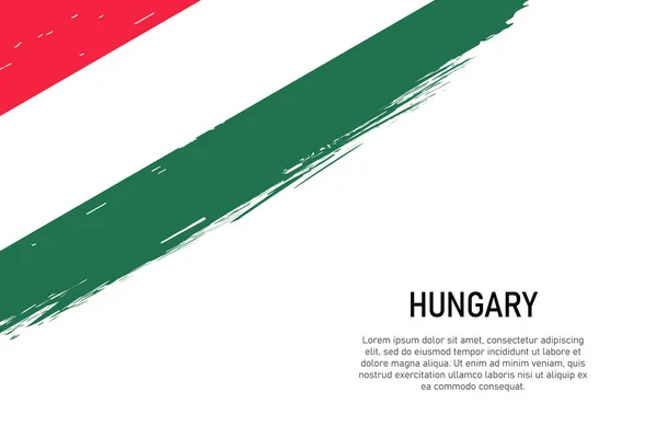 Grunge Style Coup Pinceau Fond Avec Drapeau Hongrie Modèle Bannière — Image vectorielle