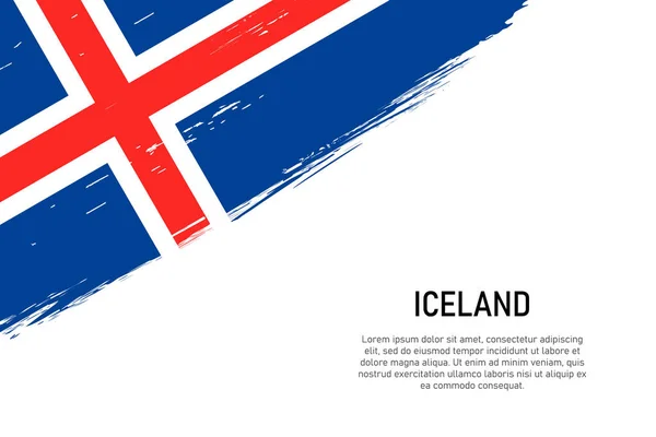 Grunge Estilo Cepillo Trazo Fondo Con Bandera Islandia Plantilla Para — Vector de stock