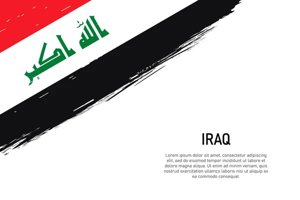 Grunge Styl Tahu Štětcem Pozadí Vlajkou Iráku Šablona Pro Nápis — Stockový vektor