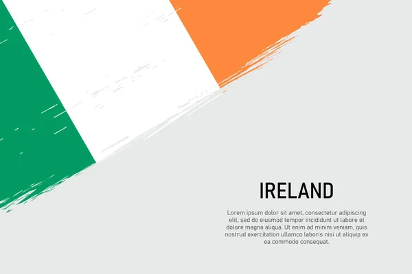Grunge Styled Brush Stroke Background Flag Ireland Template Banner Poster — Stock Vector