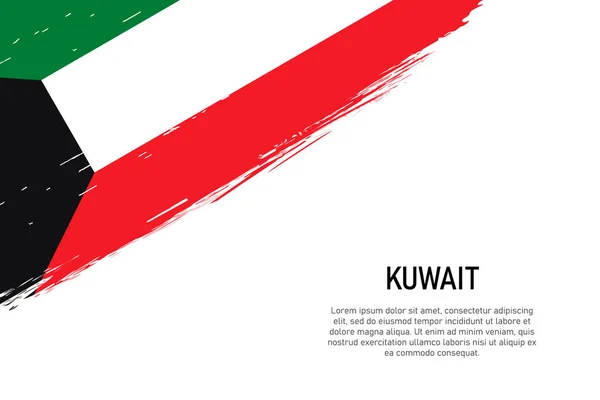 Grunge Στυλ Πινέλο Εγκεφαλικό Φόντο Σημαία Του Κουβέιτ Πρότυπο Για — Διανυσματικό Αρχείο