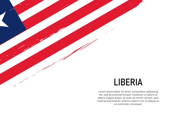 Grunge Style Coup Pinceau Fond Avec Drapeau Libéria Modèle Bannière — Image vectorielle