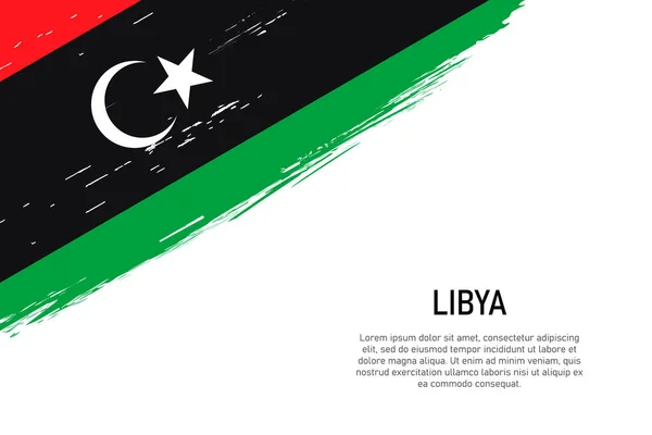 Grunge Estilo Cepillo Trazo Fondo Con Bandera Libya Plantilla Para — Archivo Imágenes Vectoriales