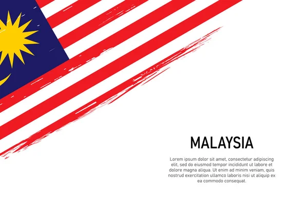 Grunge Style Coup Pinceau Fond Avec Drapeau Malaisie Modèle Bannière — Image vectorielle