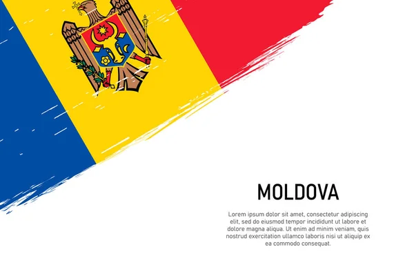Grunge Estilo Cepillo Trazo Fondo Con Bandera Moldova Plantilla Para — Vector de stock